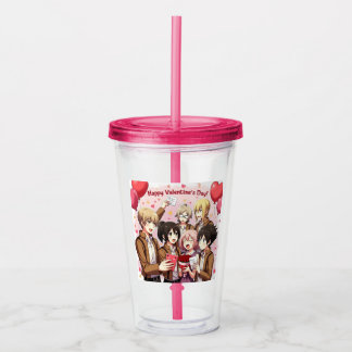 VERRE EN ACRYLIQUE LE JOUR DE VALENTINE ANIME CLAIR TUMBLER