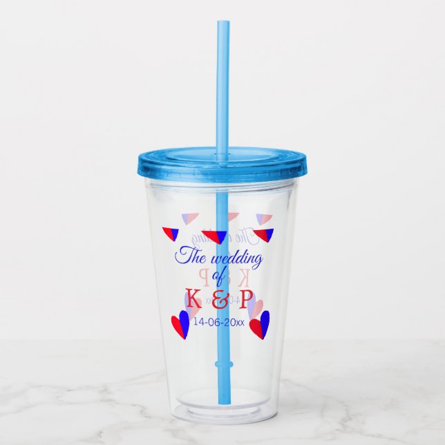 Verre En Acrylique Le mariage d'ajouter le nom du couple date de la l (Devant)