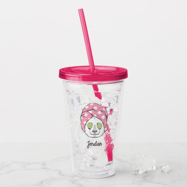 Verre En Acrylique Le panda au spa | ajoutent votre nom (Devant glace)