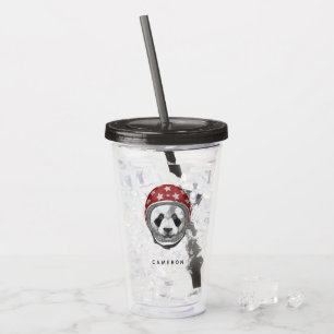 Verre En Acrylique Le panda de casse-cou   ajoutent votre nom