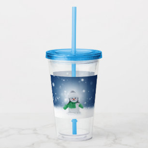 Verre En Acrylique Le personnage de bonhomme de neige de Noël adorabl