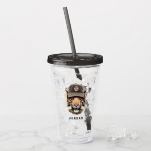 Verre En Acrylique Le tigre surfant ajoutent votre nom