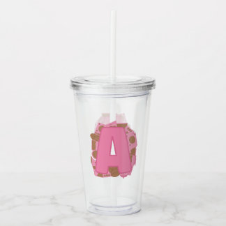Verre En Acrylique Lettre A Café : Monogramme Initiale 