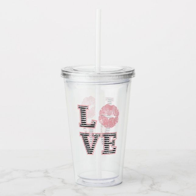 Verre En Acrylique Lèvres d'amour (Devant)