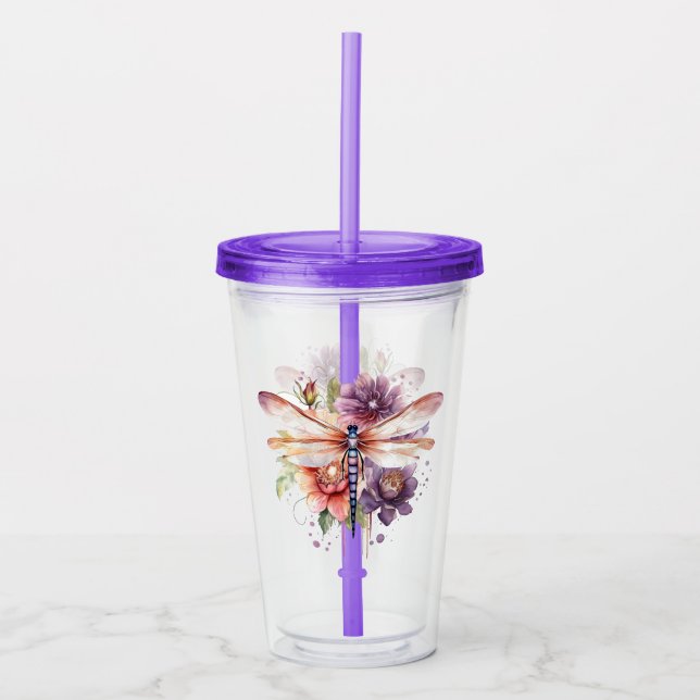 Verre En Acrylique Libellule Floral  (Devant)