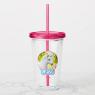 Verre En Acrylique Licorne Poney Blanc