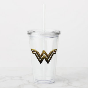 Verre En Acrylique Ligue de la justice  Symbole Metallic Wonder Woman