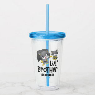 Verre En Acrylique Little Brother Superhero Chat Nom personnalisé