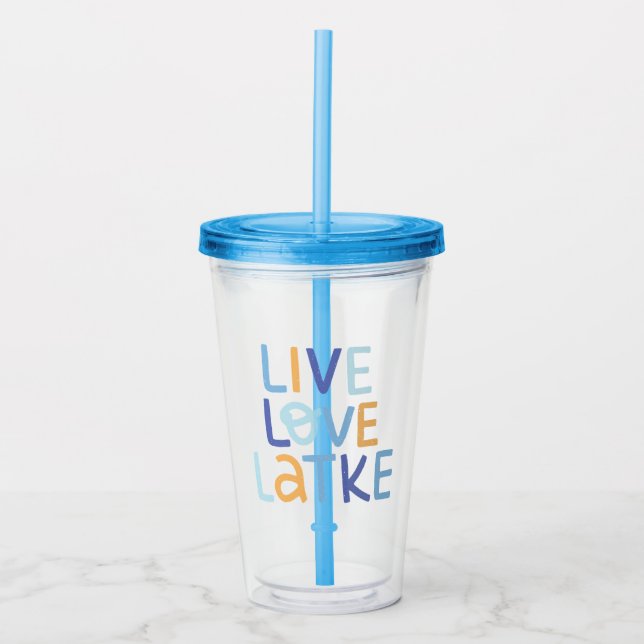 Verre En Acrylique Live Love Latke Hanoukka Design (Devant)
