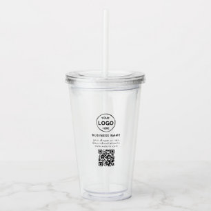 Verre En Acrylique Logo de code Qr minimaliste d'entreprise simple