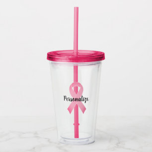 Verre En Acrylique Logo de sensibilisation au cancer du sein en ruban