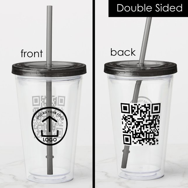 Verre En Acrylique Logo professionnel Promo QR Code moderne (Professional Business Logo Promo QR Code Modern Acrylic Tumbler)