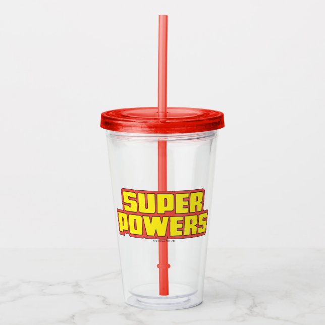 Verre En Acrylique Logo Super Powers™ Jaune (Devant)