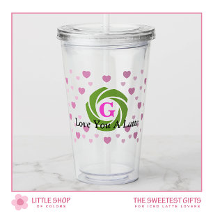 Verre En Acrylique Love You a Latte Monogrammed Valentine's Day