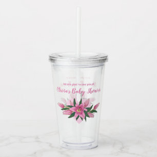 Verre En Acrylique Lys en fleurs roses Bienvenue au Baby shower