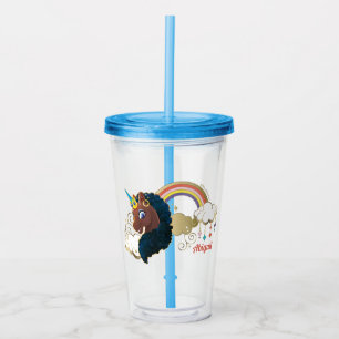 Verre En Acrylique Magique Unicorn Arc en ciel et nuages Design