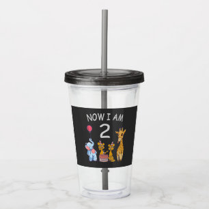 Verre En Acrylique Maintenant j'ai 2 ans 2ème anniversaire au zoo béb