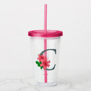 Verre En Acrylique Majuscule C monogramme floral