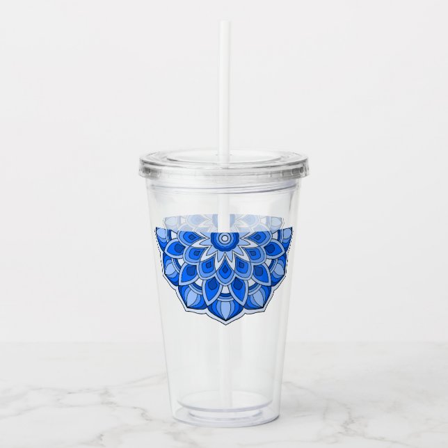Verre En Acrylique Mandala en bleu (Devant)