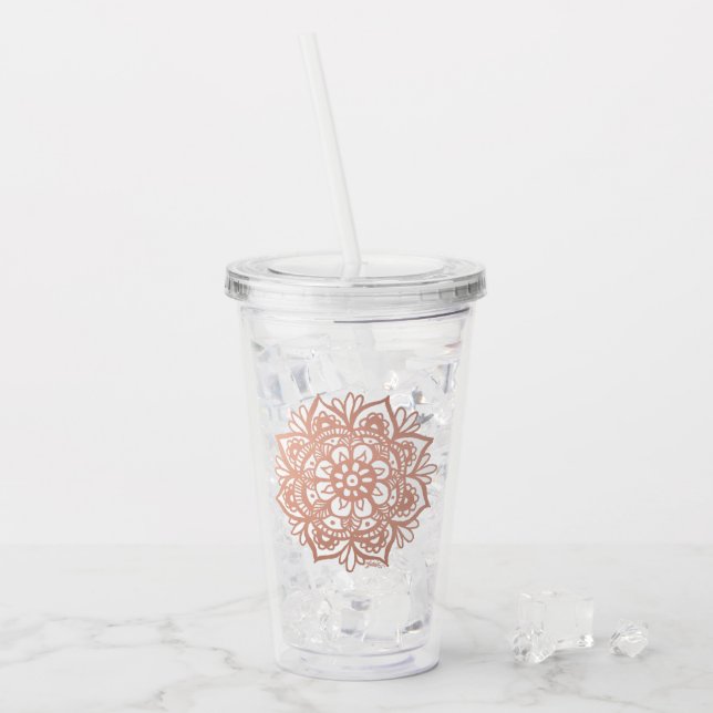 Verre En Acrylique Mandala rose Gold (Devant glace)