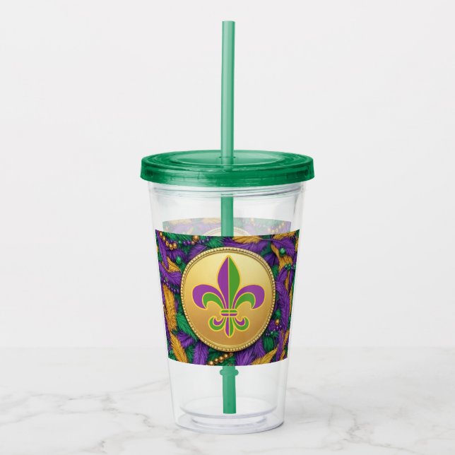 Verre En Acrylique Mardi Gras Fleur de lis (Devant)
