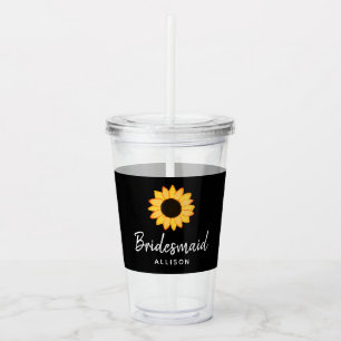 Verre En Acrylique Mariage campagnard de tournesol de Bridesmaid pers