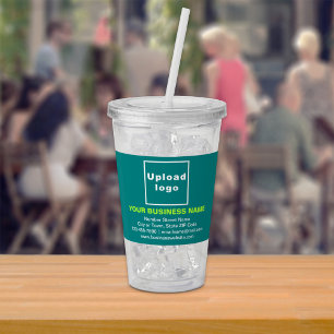 Verre En Acrylique Marque d'entreprise vert sarcelle   Tumbler en acr
