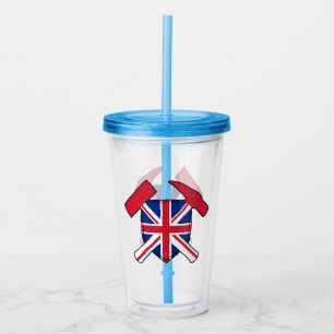 Verre En Acrylique Marteau de rock et logo Union Jack du géologue
