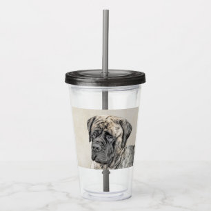 Verre En Acrylique Mastiff anglais (Brindle) Peinture - Chien Art