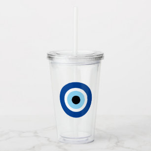 Verre En Acrylique Mati Bleu Evil Eye Symbole Grec Turc Clair