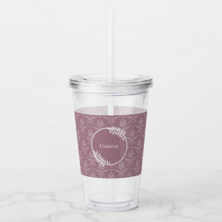 Verre En Acrylique Mauve Elegant Damask Tumbler Acrylique Personnalis