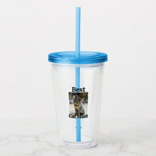 Verre En Acrylique meilleure maman de chat papa parent animal photo c