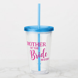 Verre En Acrylique Mère de la mariée rose coutume fête nuptiale
