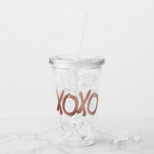Verre En Acrylique Metallic XOXO Rose Gold Valentine's Day Love