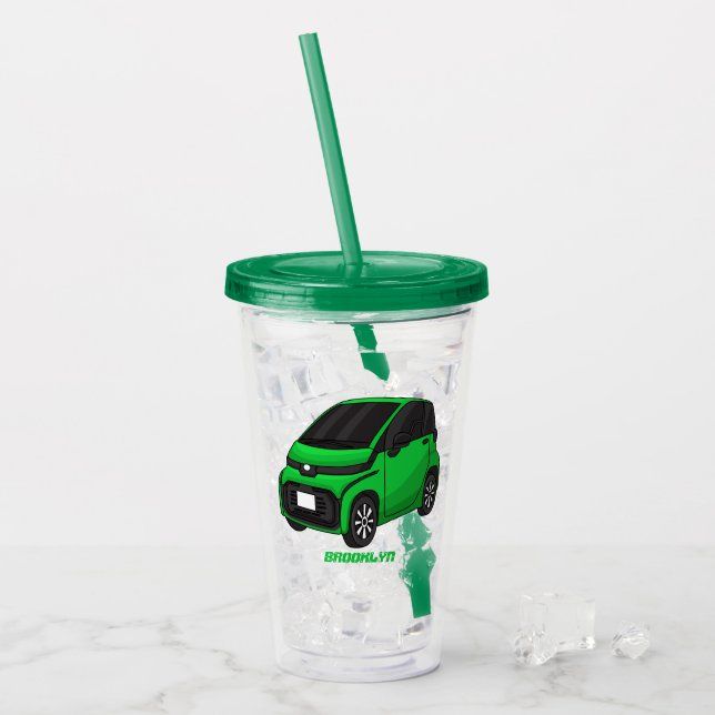 Verre En Acrylique Mignonne micro-voiture verte (Devant glace)
