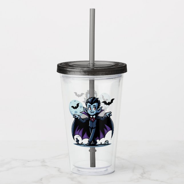 Verre En Acrylique Mignonne, whimsical Halloween vampire (Devant)