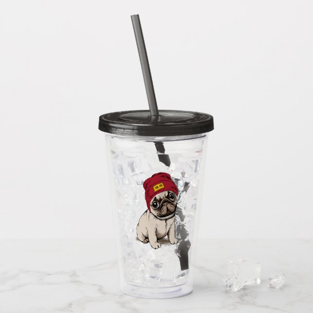 Verre En Acrylique Mini carlin de hippie de chiot (Devant glace)
