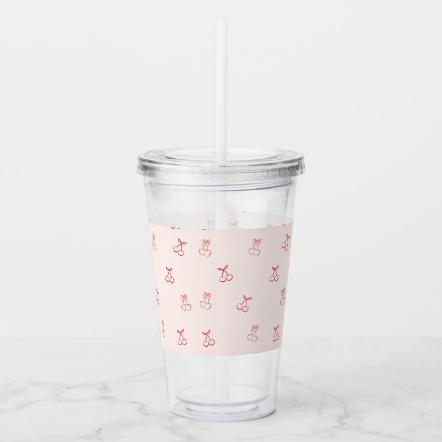 Verre En Acrylique Minimalisme de contour de cerise (Devant)