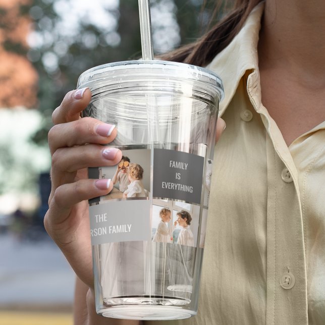 Verre En Acrylique Moden 3Collage Photo & Grey Meilleur Cadeau Famili (Créateur téléchargé)