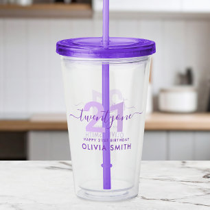 Verre En Acrylique Moderne Elégant Purple 21e anniversaire