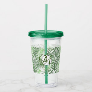 Verre En Acrylique Monogramme personnalisé de feuilles de palmier tro