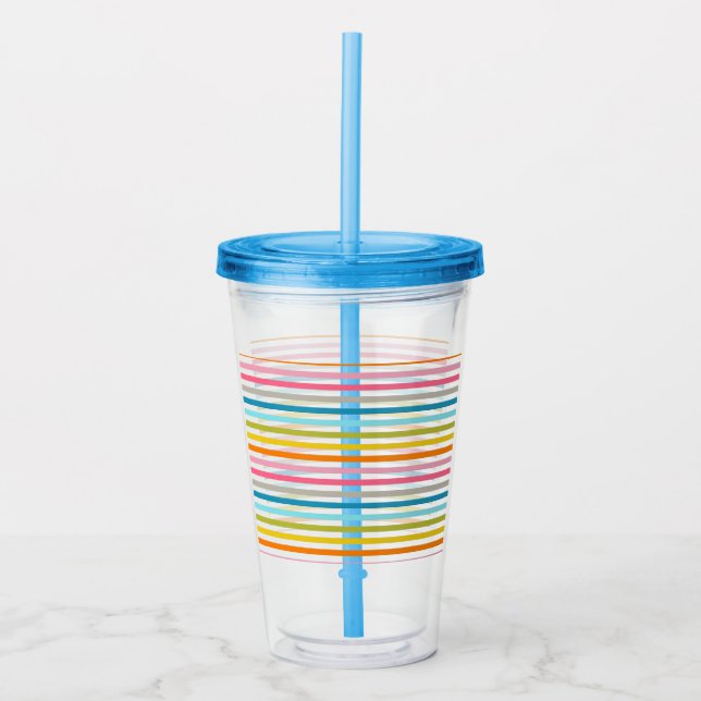 Verre En Acrylique Motif à rayures colorées (Devant)
