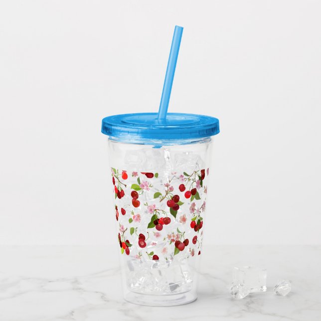 Verre En Acrylique Motif cerise 1 (Dos glace)