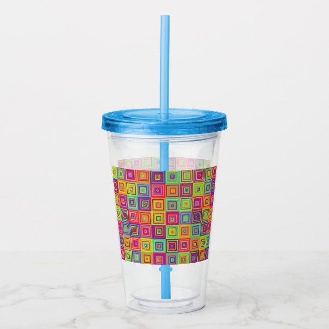 Verre En Acrylique Motif de carrés (Devant)