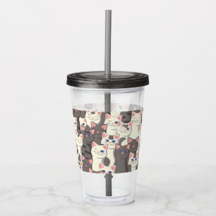 Verre En Acrylique Motif de chats blancs et gris