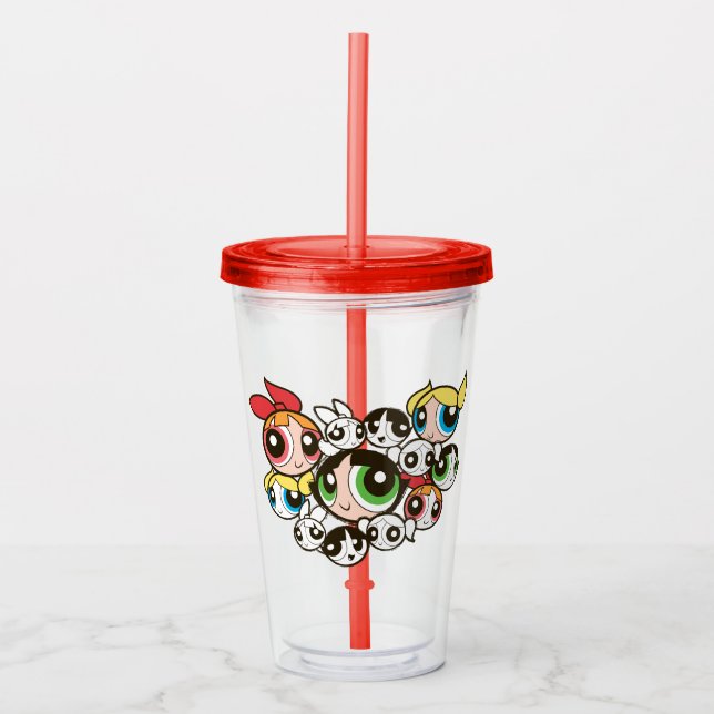 Verre En Acrylique Motif de face pour les filles Powerpuff (Devant)