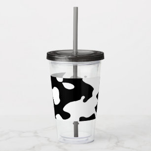 Verre En Acrylique Motif de vache noir et blanc