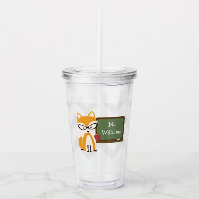 Verre En Acrylique Motif du professeur Fox Chevron (Devant)