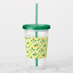 Verre En Acrylique Motif floral avec rose jaune et fleurs de tulipe