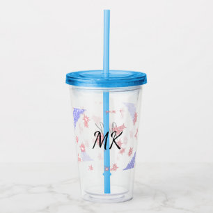 Verre En Acrylique Motif simple pailleté coloré avec monogramme